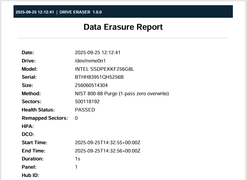AutoWipe workflow screen